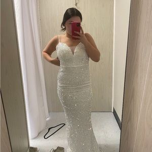White sparkly prom dress